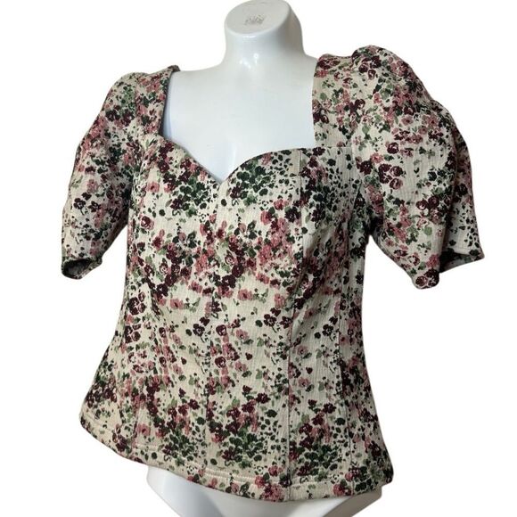 Anthropologie Maeve Floral Tapestry Sweetheart Cut Blouse - Picture 5 of 13